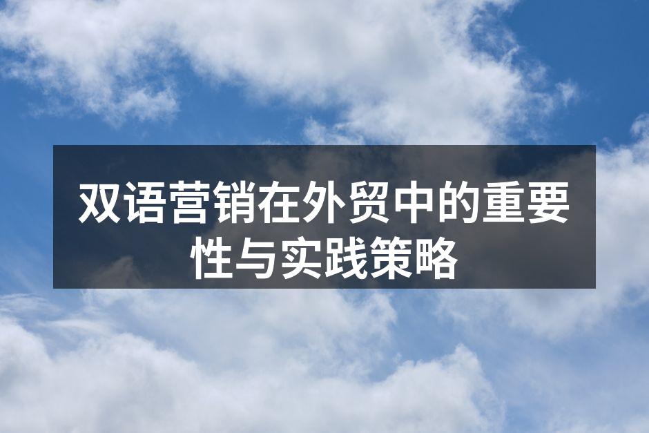双语营销在外贸中的重要性与实践策略